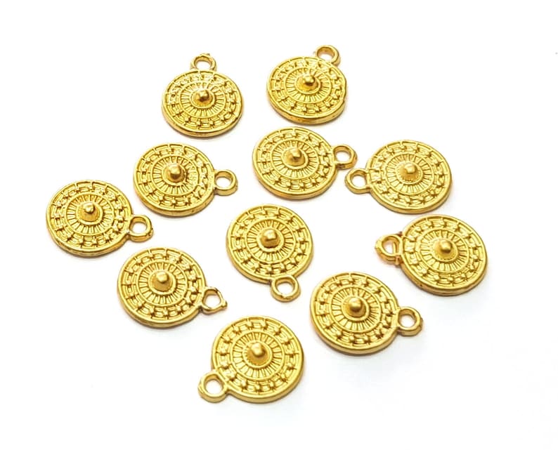 10 Gold Charms Gold Plated Charms 9mm G17977 Etsy