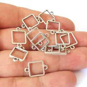 10 Square findings connector Antique silver plated findings (17x11mm) G25459