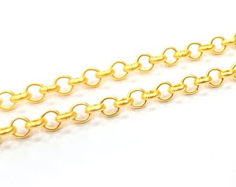 Gold Plated Rolo Chain  1 Meter - 3.3 Feet  (4 mm)   G9813