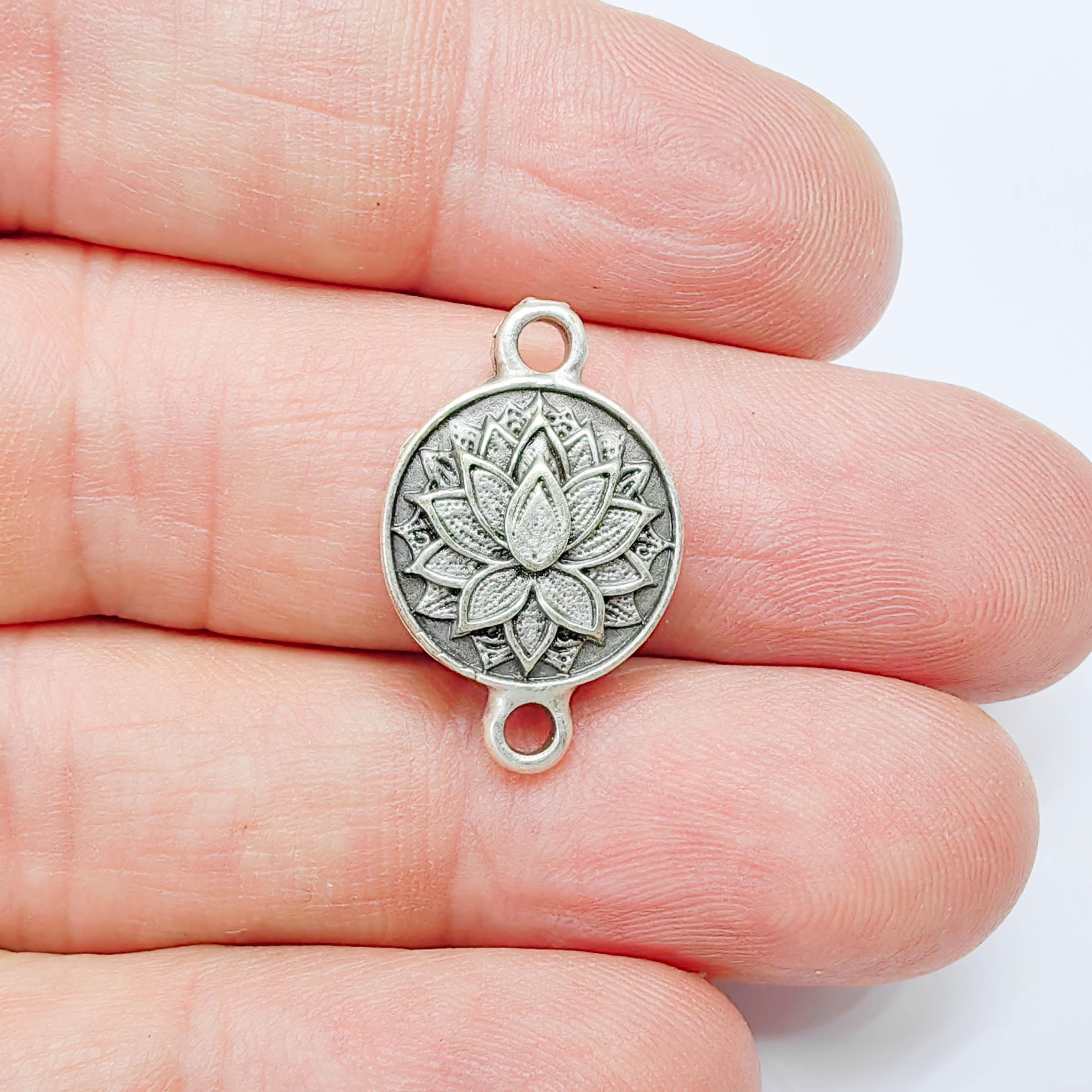 Lot De 5 Connecteurs 'Fleur De Lotus' En Argent Tibétain - 16 Mm - Idéal Pour Création De Bijoux