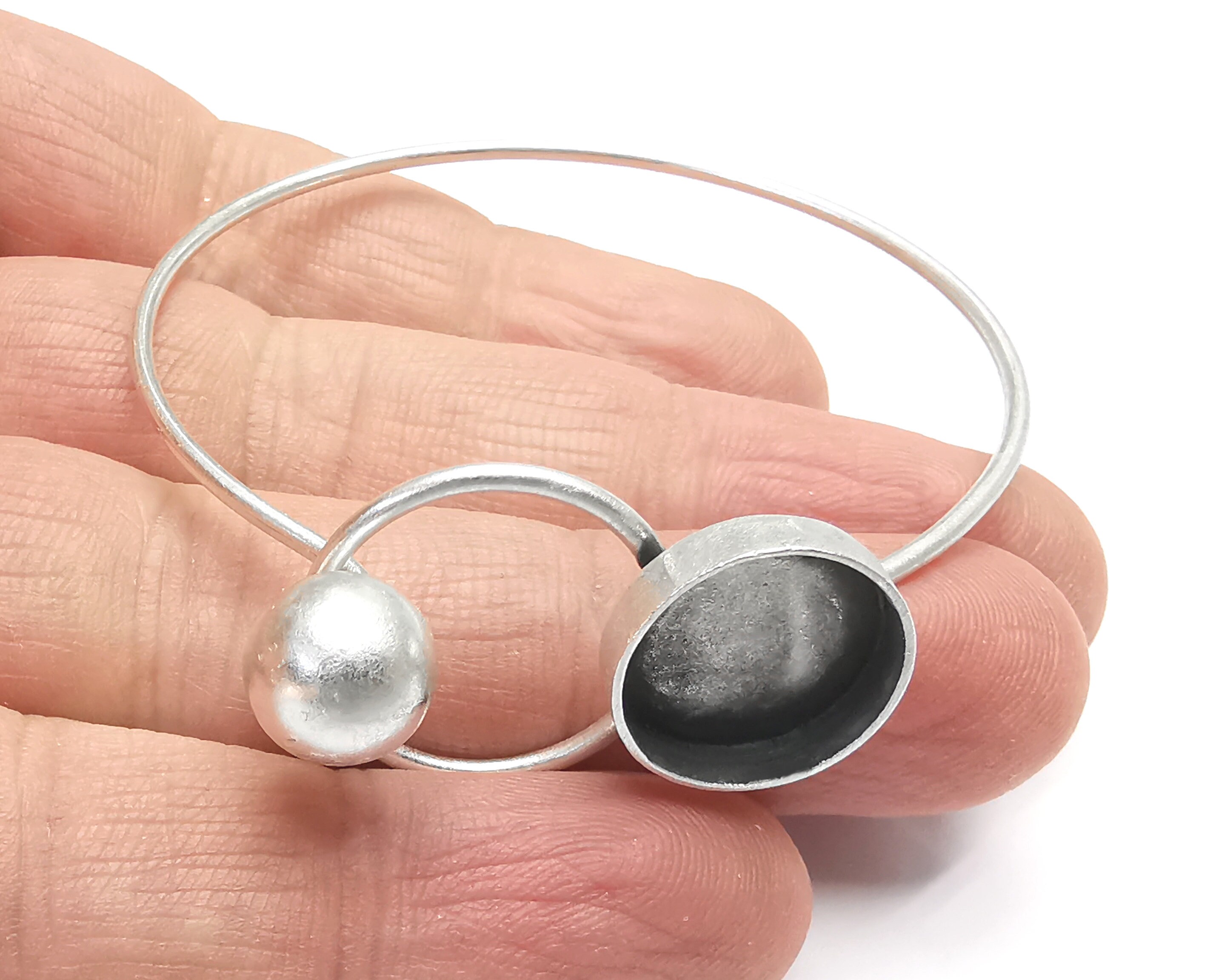 Circle Ball Bracelet Blank Resin Cuff Dry Bezel Cabochon