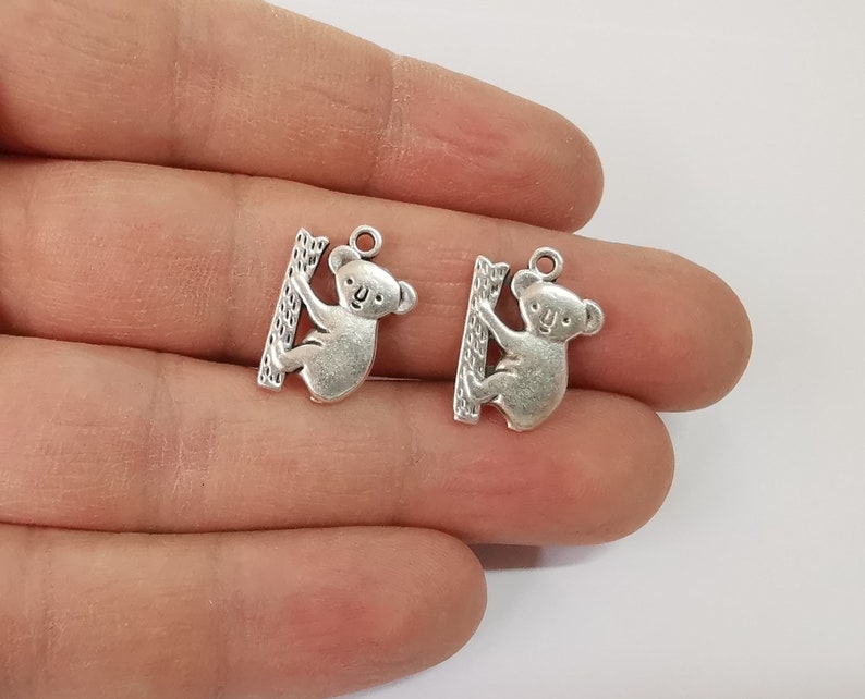 10 Koala charms Antique silver plated charms G24110 19x14mm