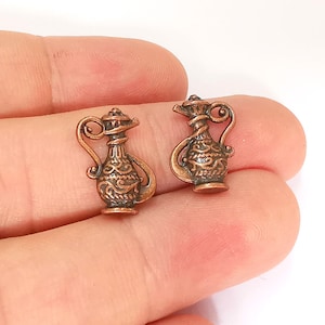 10 Coffee Pod Double Sided Antique Copper Plated Charms (17x10mm)  G22287