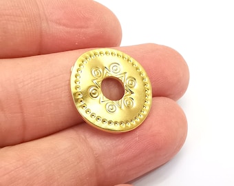 Gold Plated Perforated Wavy Disc Charms Matte Gold Plated Findings (20mm) G33647