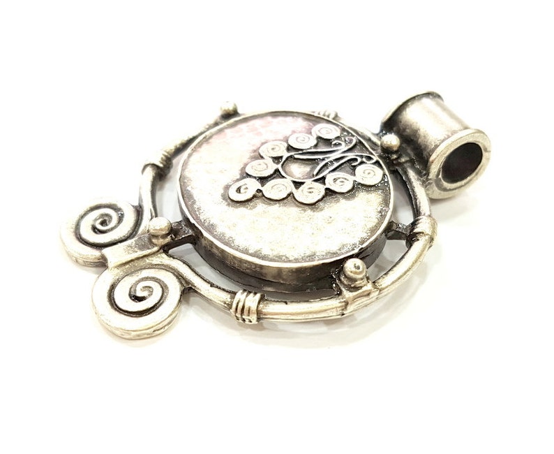 Antique Silver Tribal Pendants Ethnic Pendant 54x40mm Antique Silver Plated G6681 image 3