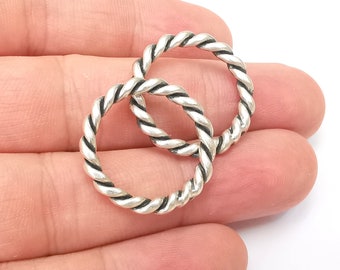 Round Twisted Circle Antique Silver Plated Circle Findings (25mm)  G28629