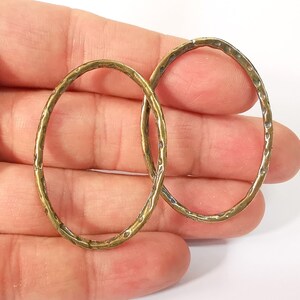 4 Hammered Oval Findings Antique Bronze Plated Findings (47x33mm)  G24696