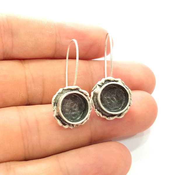 Earring Blank Base Settings Silver Resin Blank Cabochon Base inlay Blank Mountings Antique Silver Plated Brass (10mm blank) G25223