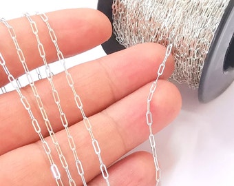 1mt(3.3ft) Sterling Silver Cable Chain 925 Solid Silver Soldered Chain (5x1,8mm) G30000