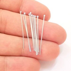 10 Sterling Silver Ball Head Pin (28mm)  925 Silver Headpin Findings G30146