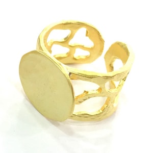 Adjustable Ring Blank, (15mm blank ) Gold Plated Brass G5076
