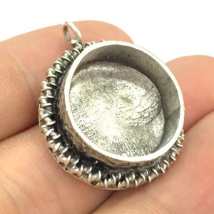 Silver Pendant Blank Base Setting Necklace Blank Mountings Oxidized Silver Plated Brass  (20 mm blank) G34191