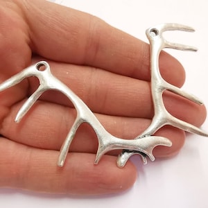 Silver Pendant Antler Pendant Connector Antique Silver Plated Pendants (94mm)  G21111