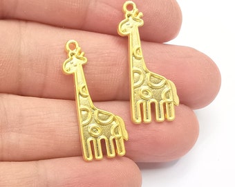 2 Giraffe Charms Gold Plated Charms (31x12mm)  G26695