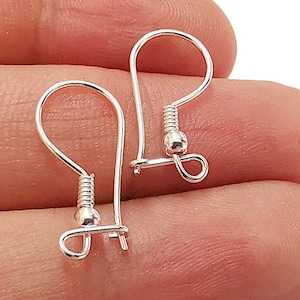 Solid Sterling Silver Earring Hook 925 Silver Earring Wire Findings (20mm) G30005