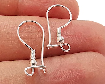 Solid Sterling Silver Earring Hook 925 Silver Earring Wire Findings (20mm) G30005