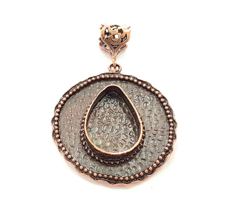 Antique Copper Pendant Blank Mosaic Base Blank inlay Blank Necklace Blank Resin Blank Mountings Antique Copper Plated Brass 42mm G8702