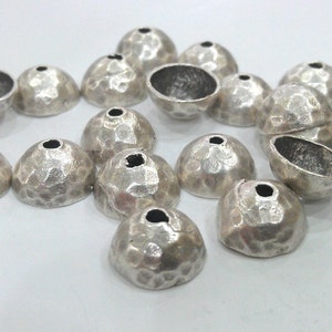 4 Pcs Antique Silver Plated Brass Bead Caps , Findings G12152