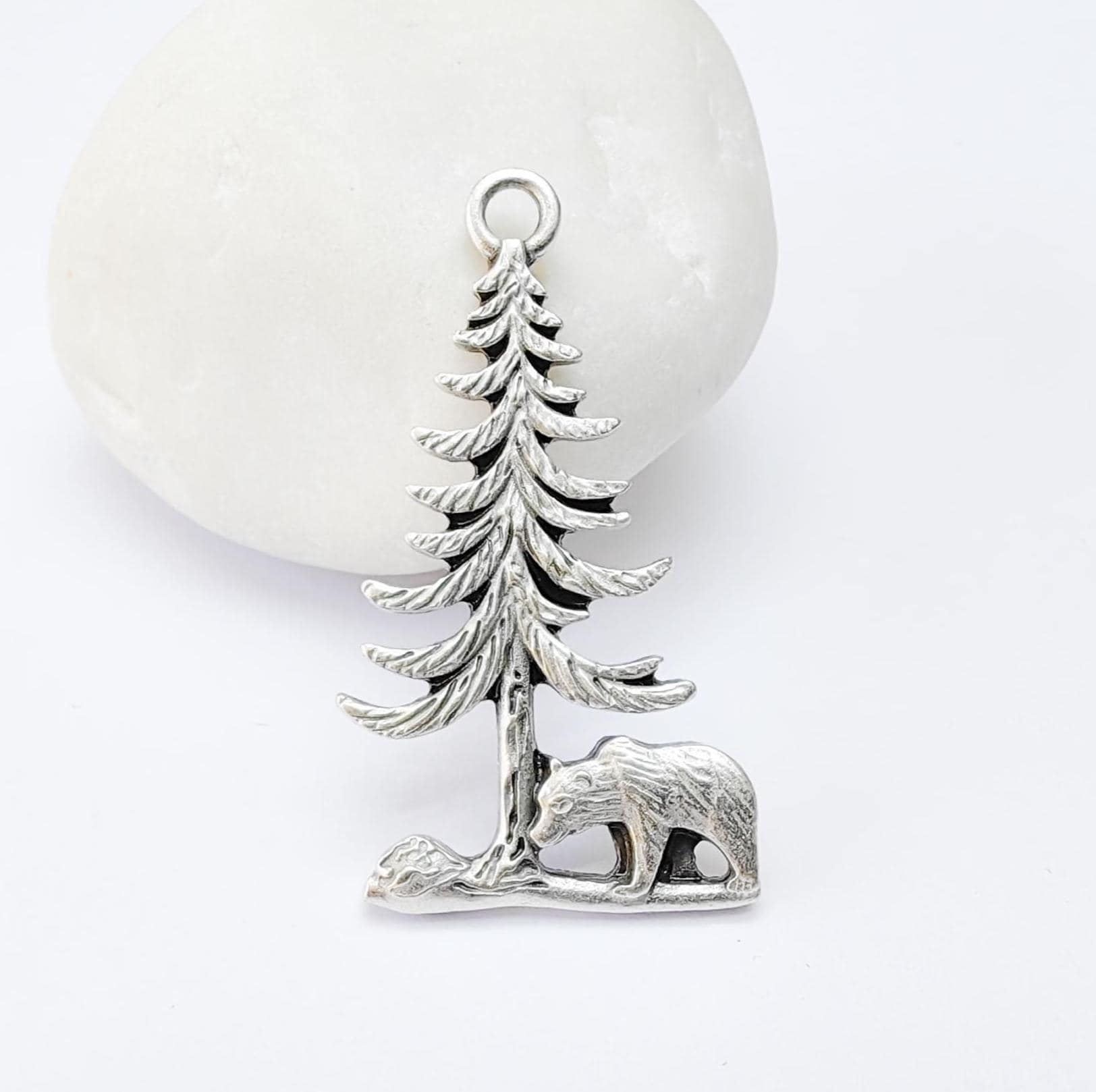 Tree Rings Bear Bear and Tree Pendant, Forest Wildlife Charm, Hiking Camping Jewelry ...