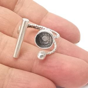 Rod Round blanks silver ring setting cabochon mounting adjustable ring base bezel Antique silver plated brass  (8mm) G26233