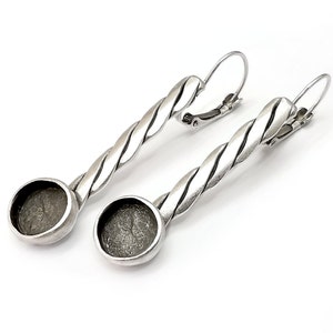 Braid Earring Blank Base Settings Bezel Silver Resin Cabochon Base inlay Blank Mountings Antique Silver Plated Brass (10mm) G34831