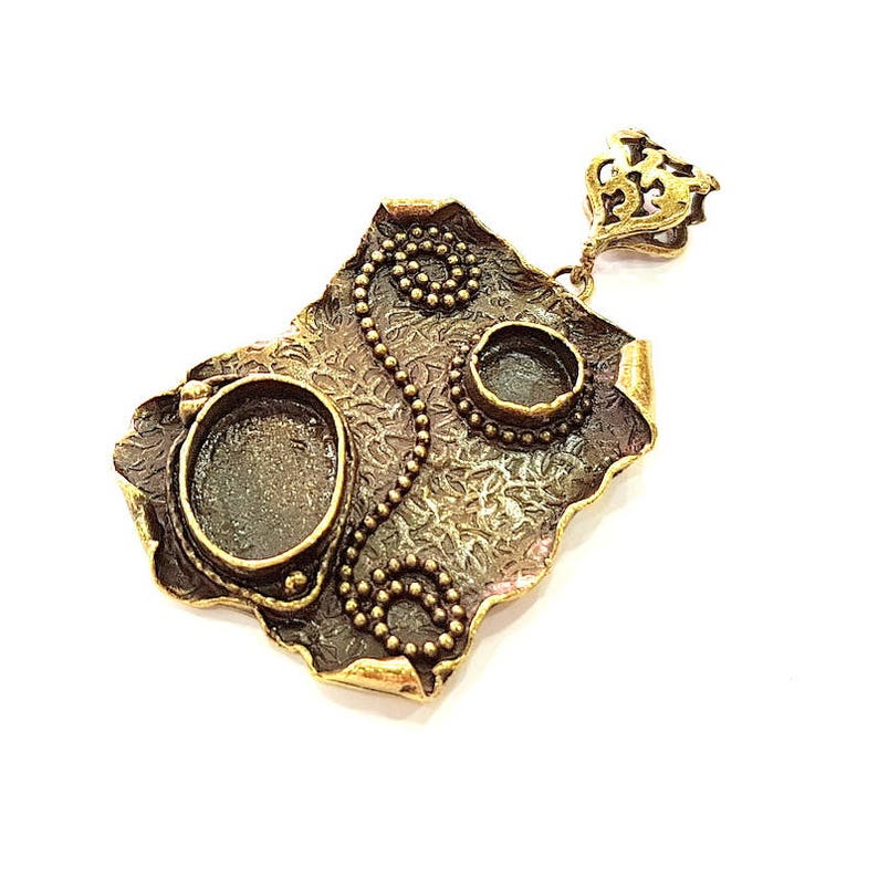 49x37mm Antique Bronze Pendant Blank inlay Blank Mosaic Blank Resin Blank Bezel Base Setting Mountings Antique Bronze Plated Brass G8765