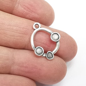 Silver Charms Blank Resin Bezel Mounting Cabochon Base Setting Antique Silver Plated Charms (3.5mm - 3mm Blanks) G27645