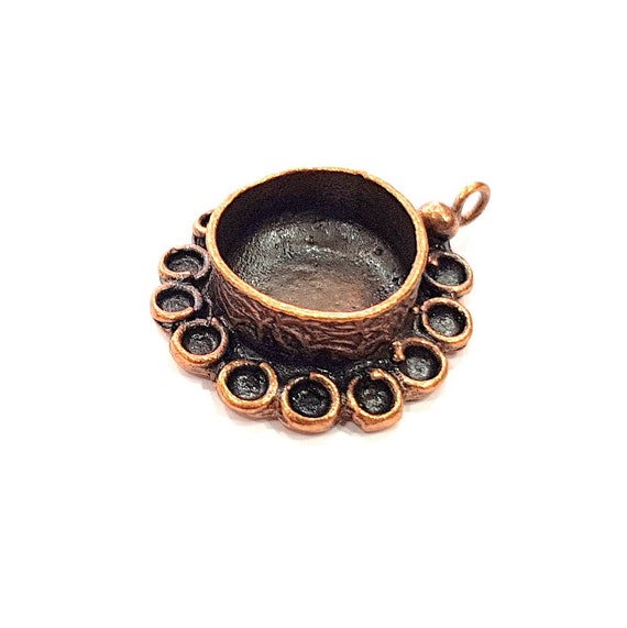 G8789 27x25mm Antique Copper Pendant Blank Mosaic Base Blank inlay Blank Necklace Blank Resin Blank Mountings Antique Copper Plated Brass