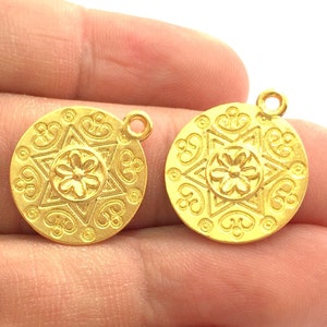 2 Gold Plated Flower Charms,   (18mm)  G5757