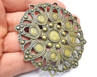 Large Round Medallion Pendant Antique Bronze Plated (74x68mm Blank) G33221