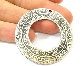 Silver Pendant Antique Silver Plated Pendant (50mm) G7576