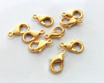 10 Gold Clasp Lobster Clasps  Gold Plated Clasps  Findings (12x6 mm)   G14612