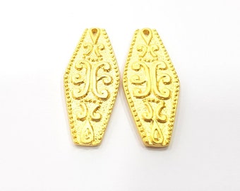 2 Gold Charms Gold Plated Charms  (38x15 mm)  G15108