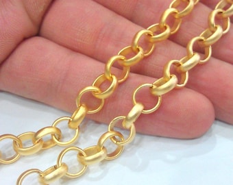 Gold Chain Gold Plated Rolo Chain , 1 Meter - 3.3 Feet  ( 8 mm )  G12156