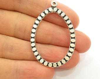 Silver Drop Pendant Antique Silver Plated Pendants (46x30mm) G8292