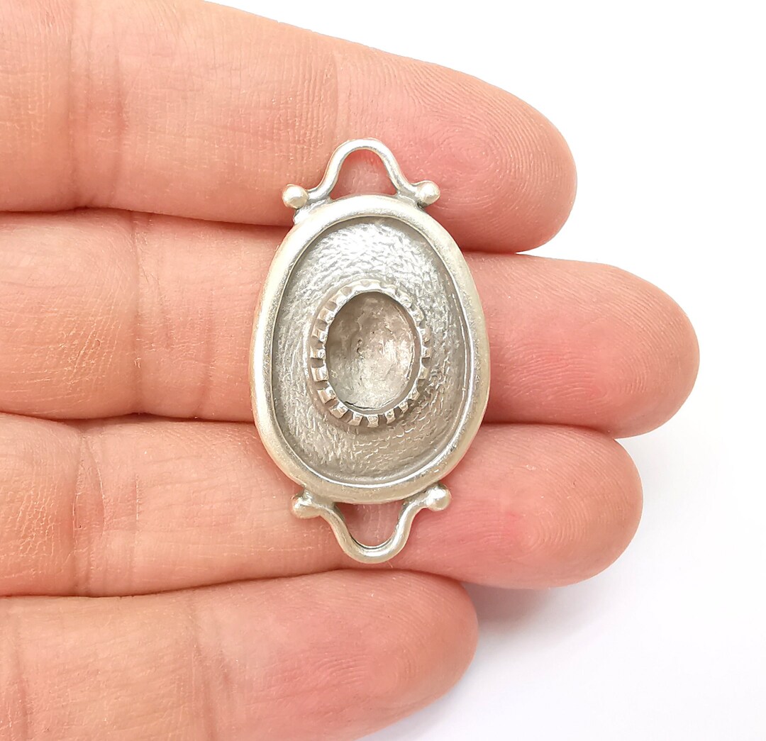 Silver Dangle Charms Blank, Earring Charms Base, Cabochon Bezel, Inlay ...