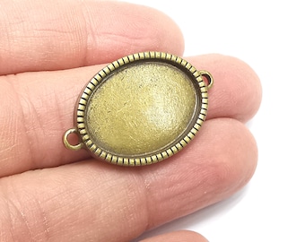Oval Pendant Connector Blanks, Resin Bezel Bases, Mosaic Mountings, Polymer Clay base, Antique Bronze Plated (25x18mm) G29821