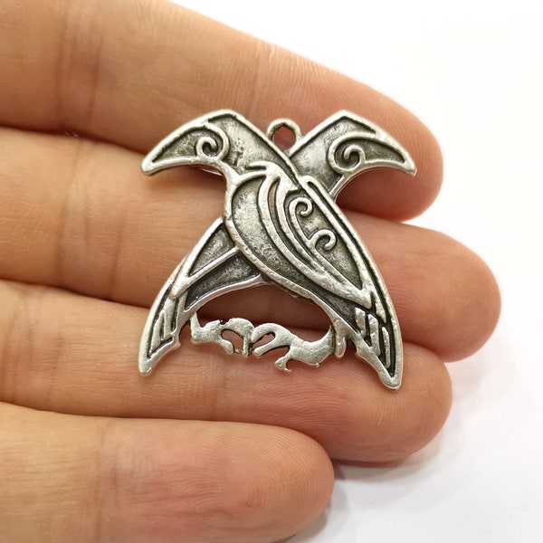 Bird Charms Antique Silver Plated Charms (34x32mm) G19442