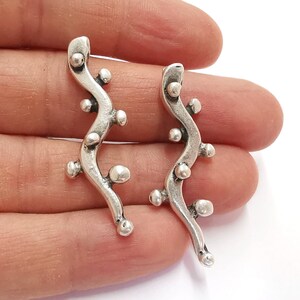 2 Silver Charms Antique Silver Plated Charms (45mm)  G21114