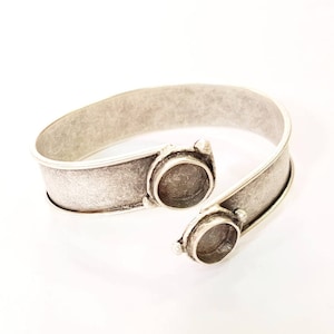 Bracelet Blanks  Cuff Blanks Adjustable Bracelet Blank Antique Silver Plated Brass ( 10mm Blanks ) G7658