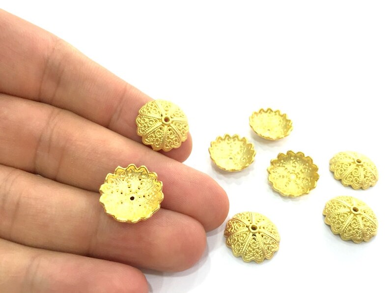 4 Gold Cap Gold Plated Large Caps Findings4 Pcs 16mm G17277 Etsy