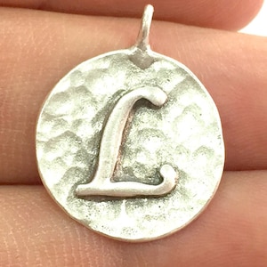 Iniciales L Charm , Antique Silver Plated Brass G4862