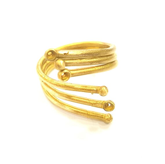 G7510 Raw Brass Ring Blank Bezel Settings Cabochon Base Mountings Adjustable 6mm blank