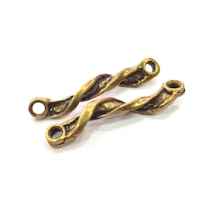 6 Curved Rod Connector Antique Bronze Plated Metal  (40x6mm) G15801