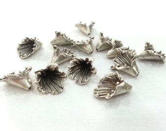 Silver Cones Antique Silver Plated Brass  , Findings (16x12 mm) G9460