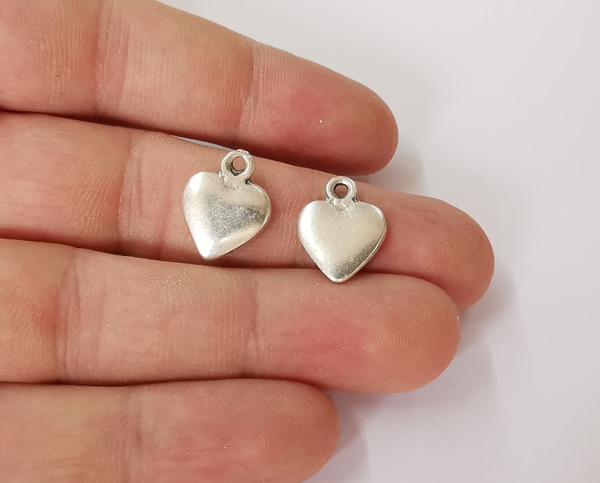 30pcs Heart Charm Valentine Charms Antique Silver Tone 17x18mm cf1021
