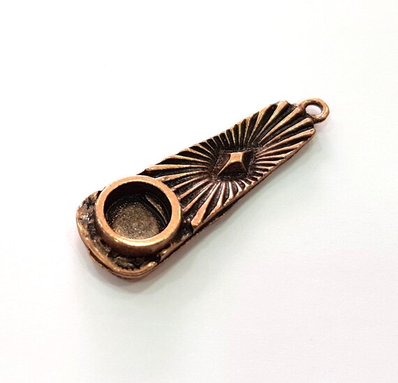 2 Copper Pendant Blank Mosaic Base inlay Blank Necklace Blank Resin Mountings Antique Copper Plated Metal G17052 8 mm round blank