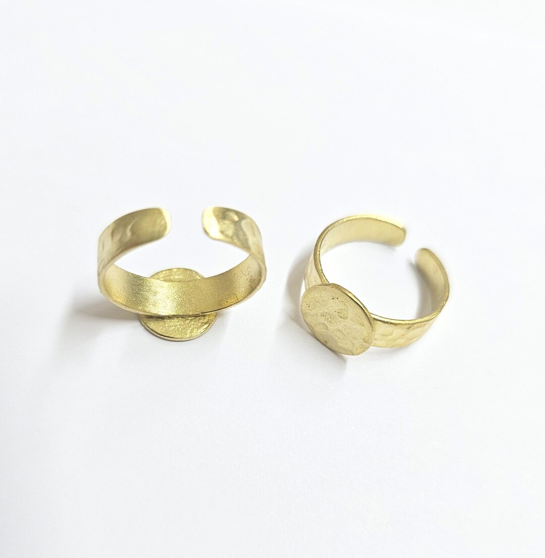 Hammered Adjustable Ring Base, Raw Brass Ring Blank, Boho Jewelry ...