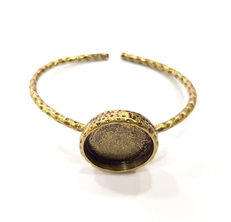 20mm G15996 Bracelet Blank Cuff Bezel Resin Bangle inlay Blank Glass Cabochon Base Bezel Hammered Adjustable Antique Bronze Bracelet