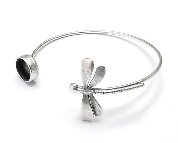 Bracciale Libellula In Rame Puro 99,9% – Finitura Argento – Polsino Aperto Artigianale – Regalo Significativo - 3